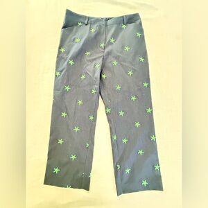 LILLY PULITZER Starfish Pants Blue Cotton Blend Preppy Resort Wear Size 10